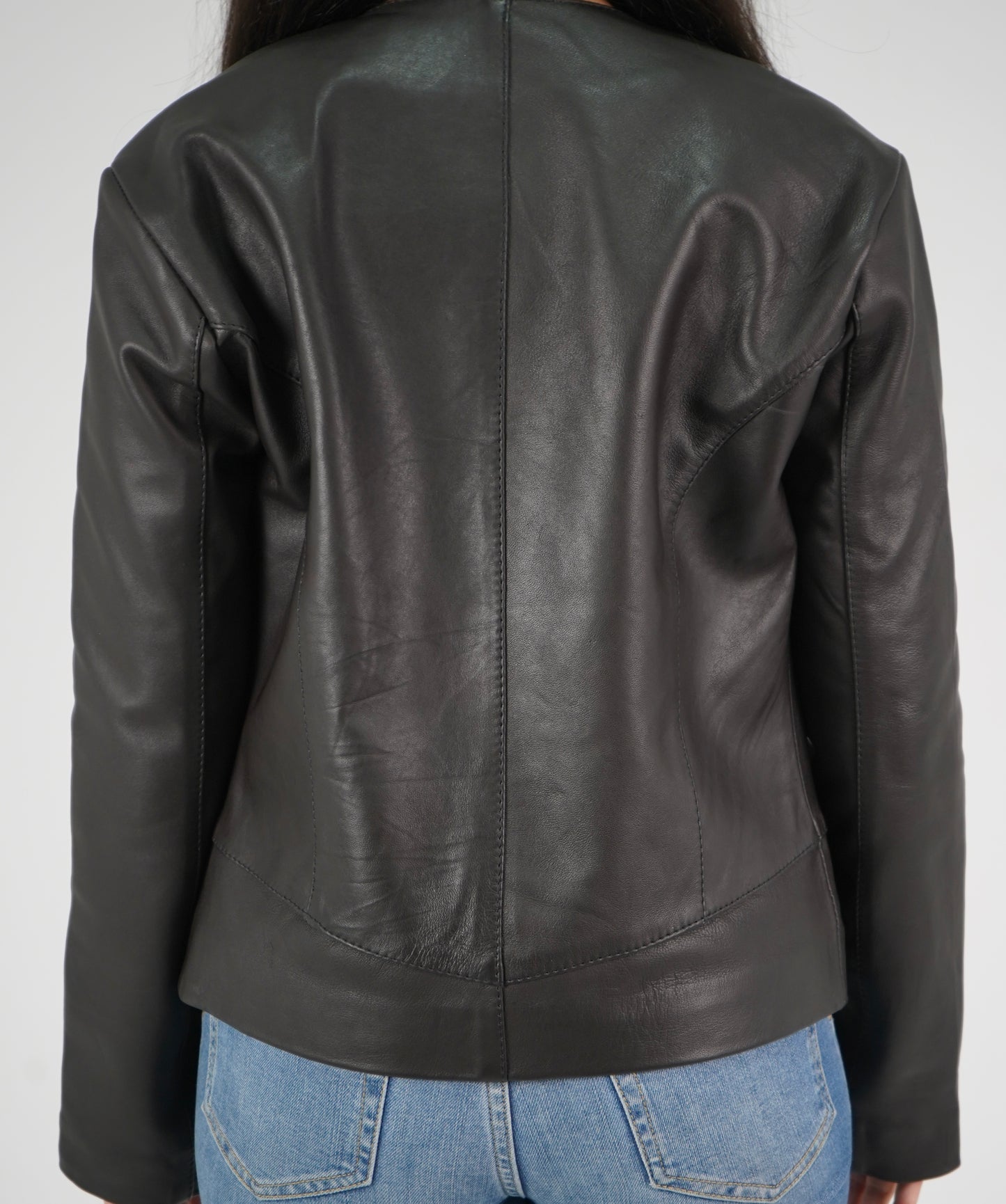 Double Sided Zipper Natural Leather Jacket