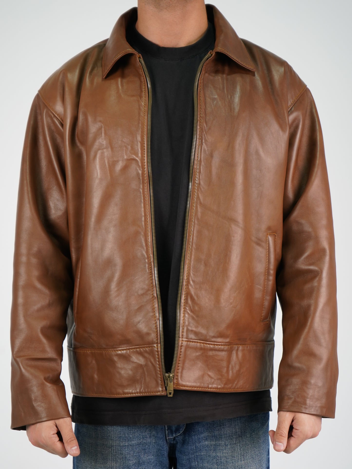 Wool Lined Natural Leather Jacket